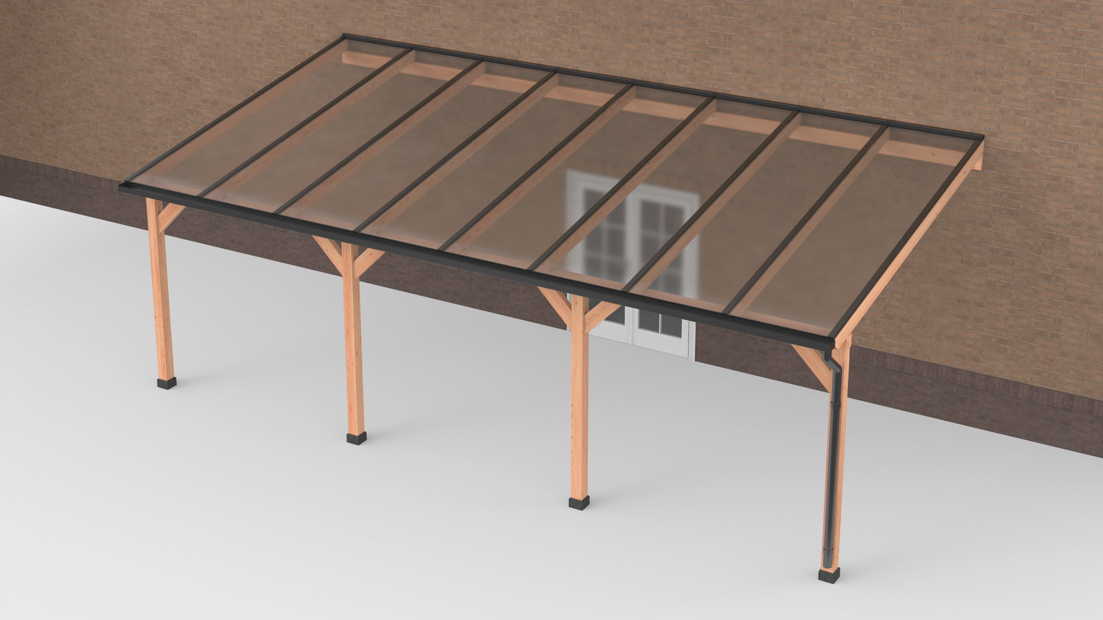 Douglas Terrasoverkapping Zwart Polycarbonaat Helder Geschaafd 800 x 400 cm - Afbeelding 1